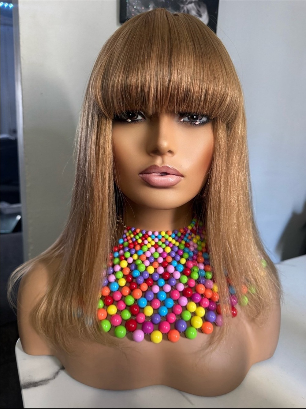 Straight Fringe Wig in Light Brown